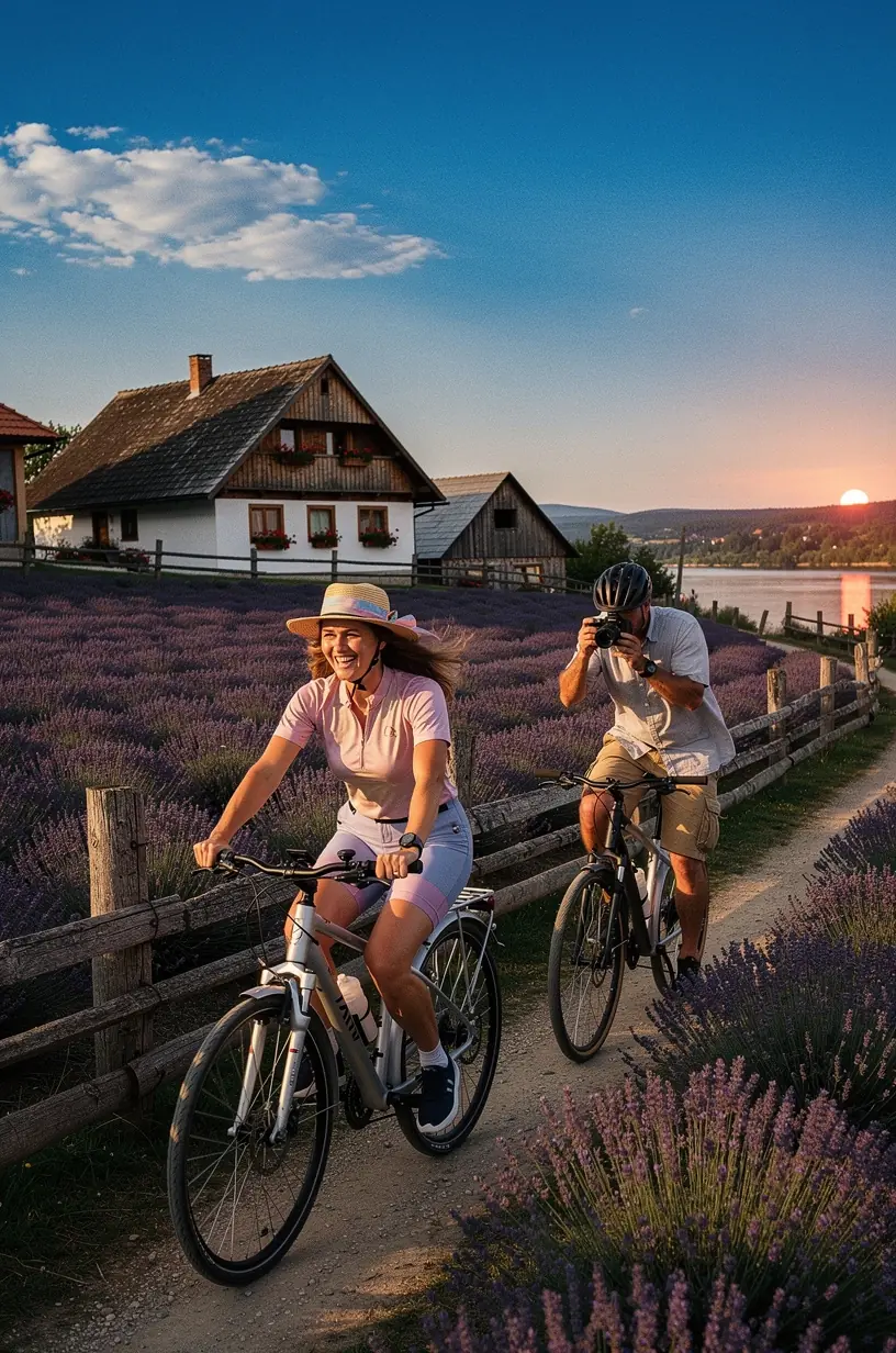 Cyklista pri preberaní batožiny so službou podpory batožiny počas cykloturistiky na Slovensku.